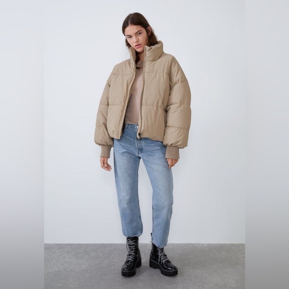 Zara Beige Puffer Jacket